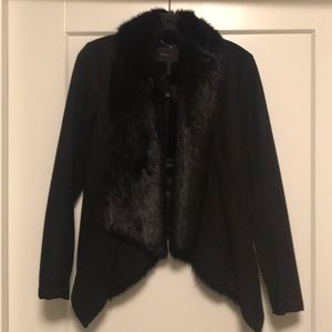 Bcbg Black Faux Fur Jacket XXS